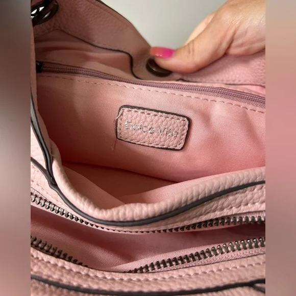 Dolce Vita Rose Colored Vegan Pebbled Leather Shoulder Purse with Chain Strap - Picture 6 of 12
